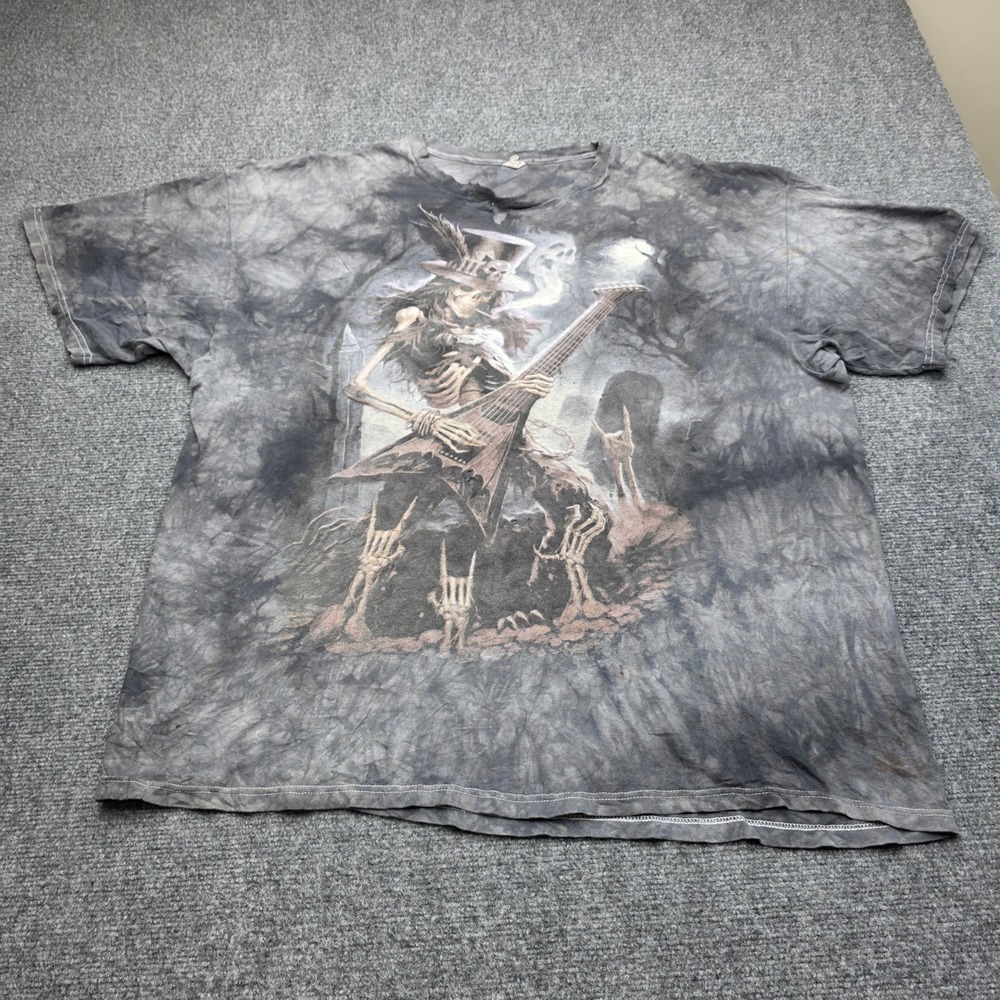VTG Liquid Blue James Ryman Skeleton T Shirt 2XL Play Dead Skulbone Tie Dye‎ - Picture 2 of 9